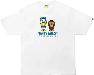 A Bathing Ape x Disney Donald Duck Baby Milo Relaxed Fit T-Shirt White 0ZXTEM917101Q-WHT