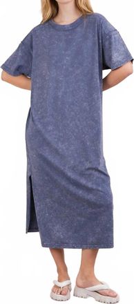 Very J Womens Mineral Washed Casual Comfy Midi Dress In Blue