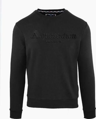 Aquascutum Mens Embroidered Lacoste Lettering Crew Neck Long Sleeve Sweatshirt - Black - Size: 2X large