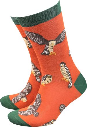 Sock Therapy Mens Novelty Socks, 1 Pair, Owl Pattern, 75% Bamboo Viscose/24% Nylon/1% Elastane, UK Size 8-11, 23cm Height, Sustainable Comfort