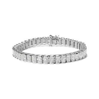 House of Brilliance 14K Gold 5.00 Cttw Princess Cut Diamond Rectangular Invisible Set Link Tennis Bracelet in White at Nordstrom
