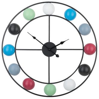 Beliani Beliani - Reloj De Pared Bolas Multicolor Dise&ntilde;o De Marco De Hierro Envejecido Redondo 56 Cm Reiden