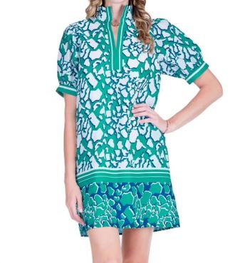 Jade Yoga Stand Collar Dress In Green