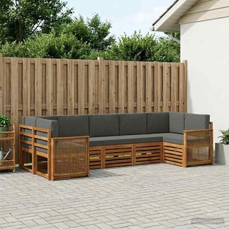 vidaXL Vidaxl Set Di Divani Da Esterno 6 Pz Naturale E Antracite