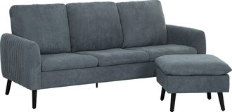 HOMCOM 3 Seater Corner Sofa Couch Settee With Chaise Lounge - Charcoal Grey | TJ Hughes