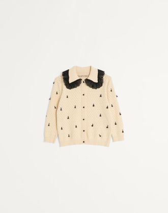 Valentino Embroidered Cotton Cardigan Wo