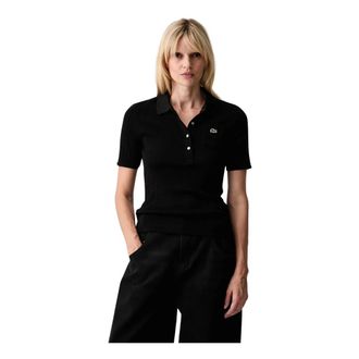 Lacoste Pointelle Knit Polo - Dames - Tops - Zwart - Maat: M Katoen