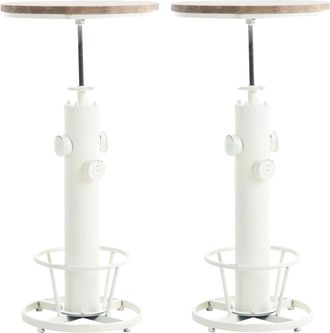 Clp Set 2 mesas redondas para 4 personas en Metal Blanco antiguo