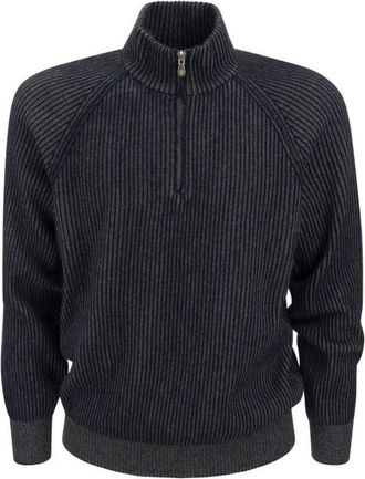 Brunello Cucinelli MenS Marina Wool Half Zip Sweater, Size 50
