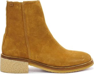 El Naturalista Womens Irati Block Heel Ankle Boot In Silk Suede