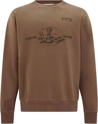 Iceberg Crew-Neck Sweatshirt - Heren - Sweatshirts & Hoodies - Bruin - Maat: S Katoen