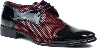 Generic Men New Lace Up Party Wedding Patent Shoes UK Size 7-12 (UK 10, Black/Red)