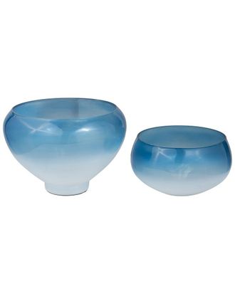 Sagebrook Home Set of 2 Decorative Glass Bowls