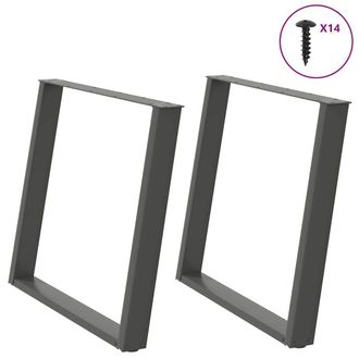 Berkfield Home vidXL Dining Table Legs U-Shaped 2 pcs Anthracite 90x(72-73) cm Steel in Black