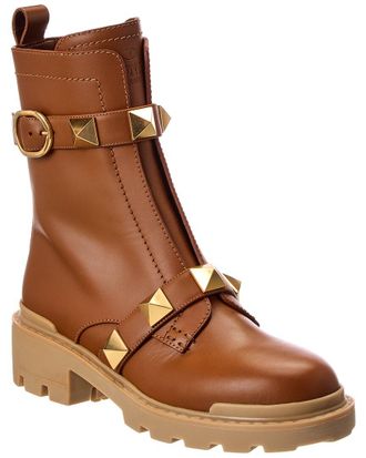 Valentino Roman Stud Leather Combat Boot