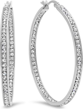 HMY Jewelry CZ Inside-Out Hoop Earrings in Metallic at Nordstrom Rack