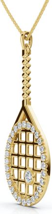 Pompeii3 1/4Ct Diamond Pav&eacute; Tennis Racket Pendant Necklace 14k Gold Lab Grown Size: 3/4 Tall