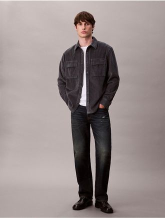 Calvin Klein Jeans Calvin Klein Mens Corduroy Relaxed Button-Down Shirt - Blue - XS