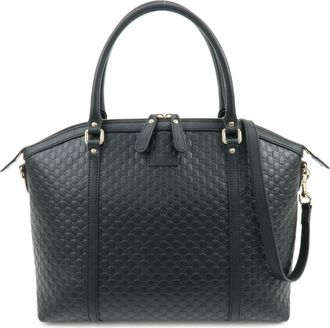 Gucci Guccissima Gg Leather Black Leather Handbag (Pre-Owned)