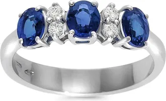 Leo Pizzo Anello a fascia Eternity in oro bianco 18 carati con zaffiri - Argento