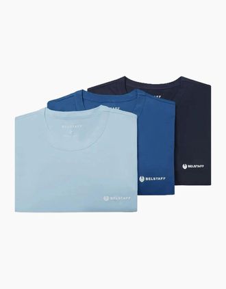 Belstaff Mens BELSTAFF 3 PACK T-SHIRT DARK INK/SKY BLUE/MARINE BLUE - Size: 42