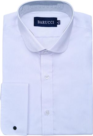 Generic Mens Penny Round Club Collar White Double Cuff Shirt (14.5)