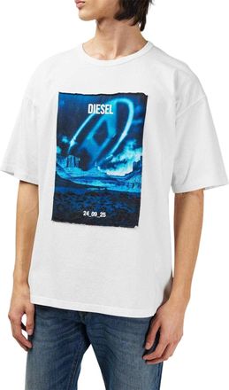 Diesel Heren T-Boxt Graphic Print Relaxed Fit Korte Mouwen T-Shirt (Wit)