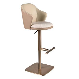 Angel Cerd&aacute; Marbled-Fabric Swivel Bar Stool with Leatherette Backrest in Cream