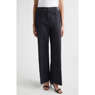 Eleventy Pintuck Wide Leg Jeans in 11 Blue at Nordstrom, Size 10 Us