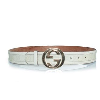 Gucci Pre-owned Womens monogram canvas and leather GG buckle belt - Multicolour - One Size