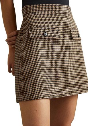 Reiss Lena Check Wool-Blend Mini Skirt