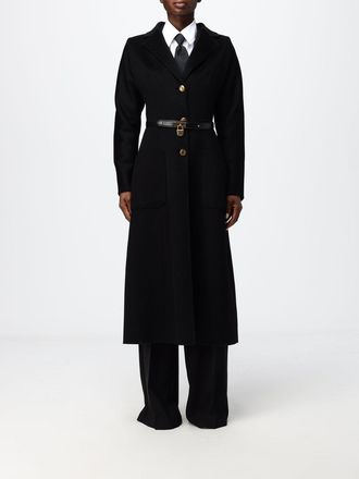 Elisabetta Franchi Cappotto lungo monopetto in pura lana con cintura in vita