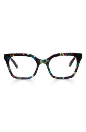 Eyebobs Overlook 50mm Cat Eye Reading Glasses in Teal /Brown Mosaic at Nordstrom, Size +3.00