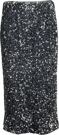 Vicolo Silver Sequin Stretch Zip Midi Skirt