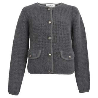 BA&SH Ba & Sh Harry Pocket Button-Down Cardigan in Grey Wool