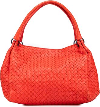 Bottega Veneta Pre-owned Womens Woven Leather Handbag - Orange - One Size