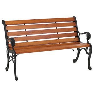 Hhg [nunca Usado] Banco De Jard&iacute;n Hhg-444, Banco De Parque, Banco De Madera De Dos Plazas, Hierro Fundido Y Madera De Pino, 132 Cm, Teca