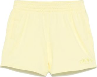 DKNY logo-embroidered track shorts - women - Cotton - S - Yellow