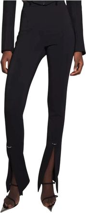 MUGLER High-waisted broek met uitlopende pijpen - Dames - Wijde Broeken - Zwart - XS - Broeken