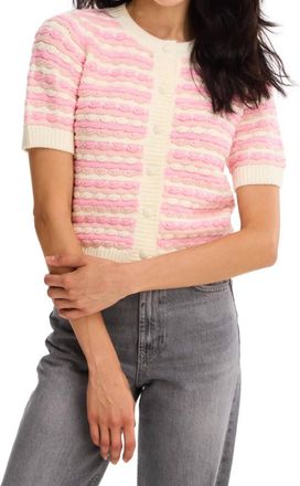Allison New York Short Sleeve Adelle Cardigan In Pink Multi