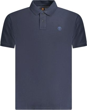 Timberland Tops, Heren, Blauw, S, Katoen, Blauw Katoenen Poloshirt met Borduursel