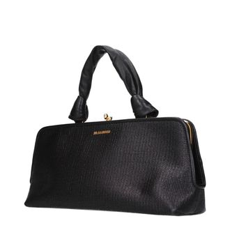 Jil Sander Womens Raffia Handbag Black