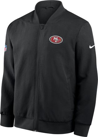 Nike San Francisco 49ers Sideline Nike Mens NFL Full-Zip Bomber Jacket in Black | 03AU00A73-3N3