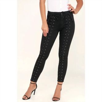 Pistola Denim Lace-Up High Rise Skinny Jeans In Washed Black