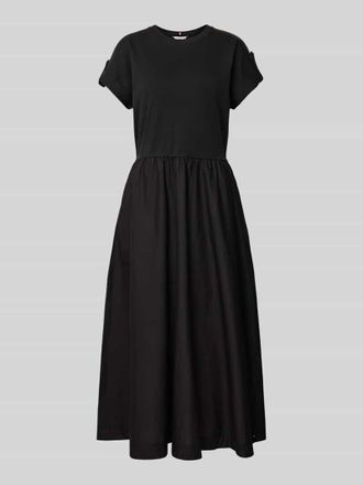 Tommy Hilfiger Fit-and-Flare Midi-Kleid mit goldfarbenen Kn&ouml;pfen in BLACK, Gr&ouml;&szlig;e XL