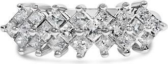 House of Brilliance Sterling Silver 1 1/4 Cttw Princess Diamond Cluster Band Ring