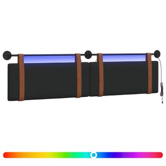 vidaXL Cabecero Colgante Con Luz Led Negro Pu Antiguo Vidaxl