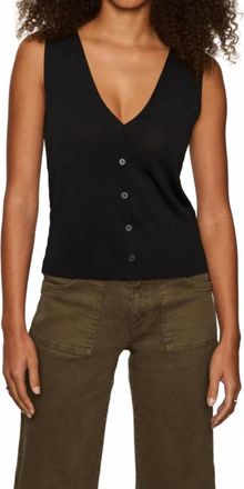 Sanctuary Knitted Button Front Top In Black