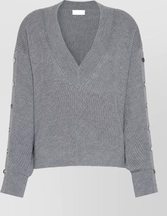 Sportmax virgin wool oversized ribbed v-neck sweater