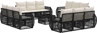 vidaXL Conjunto De Sof&aacute;s De Jard&iacute;n 13 Uds. Negro Y Blanco Crema Vidaxl